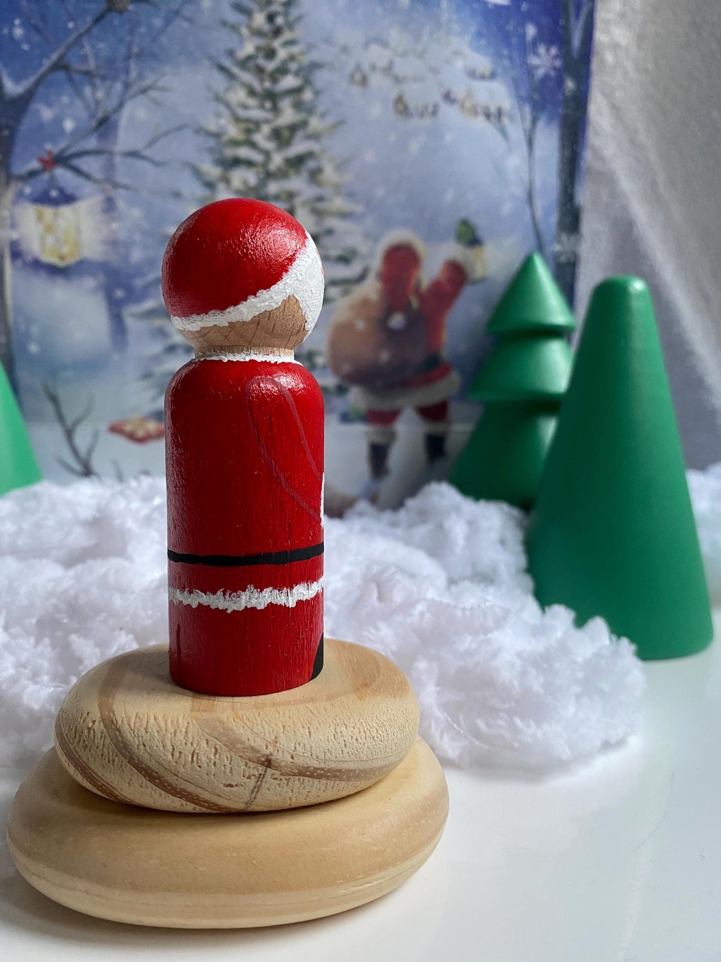 Santa Claus hand painted wooden peg doll (8cm)