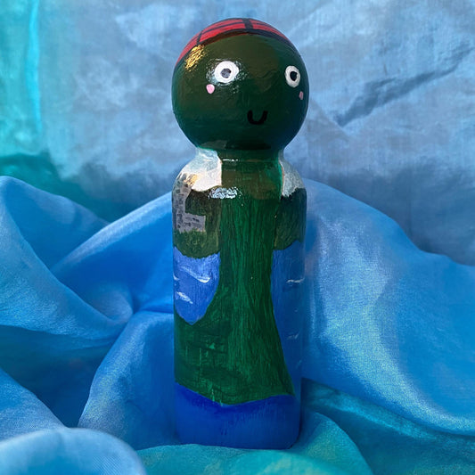 Hand painted Loch Ness monster wooden peg doll (9cm)