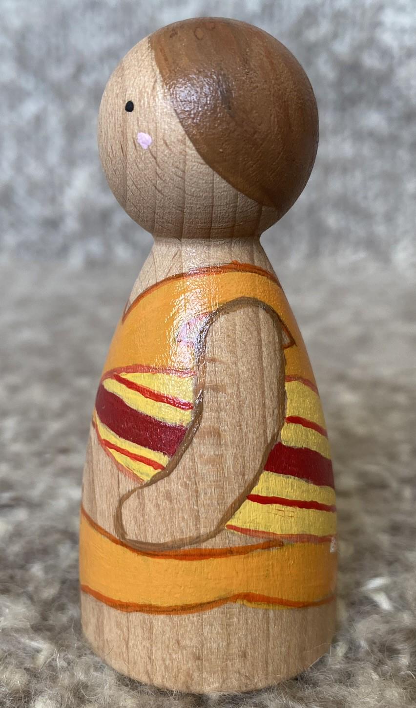 Hand painted wooden bikini surfer peg doll (9cm)