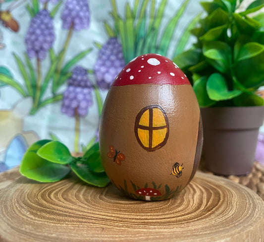 Fairy House hand painted wooden egg (6.4cm)