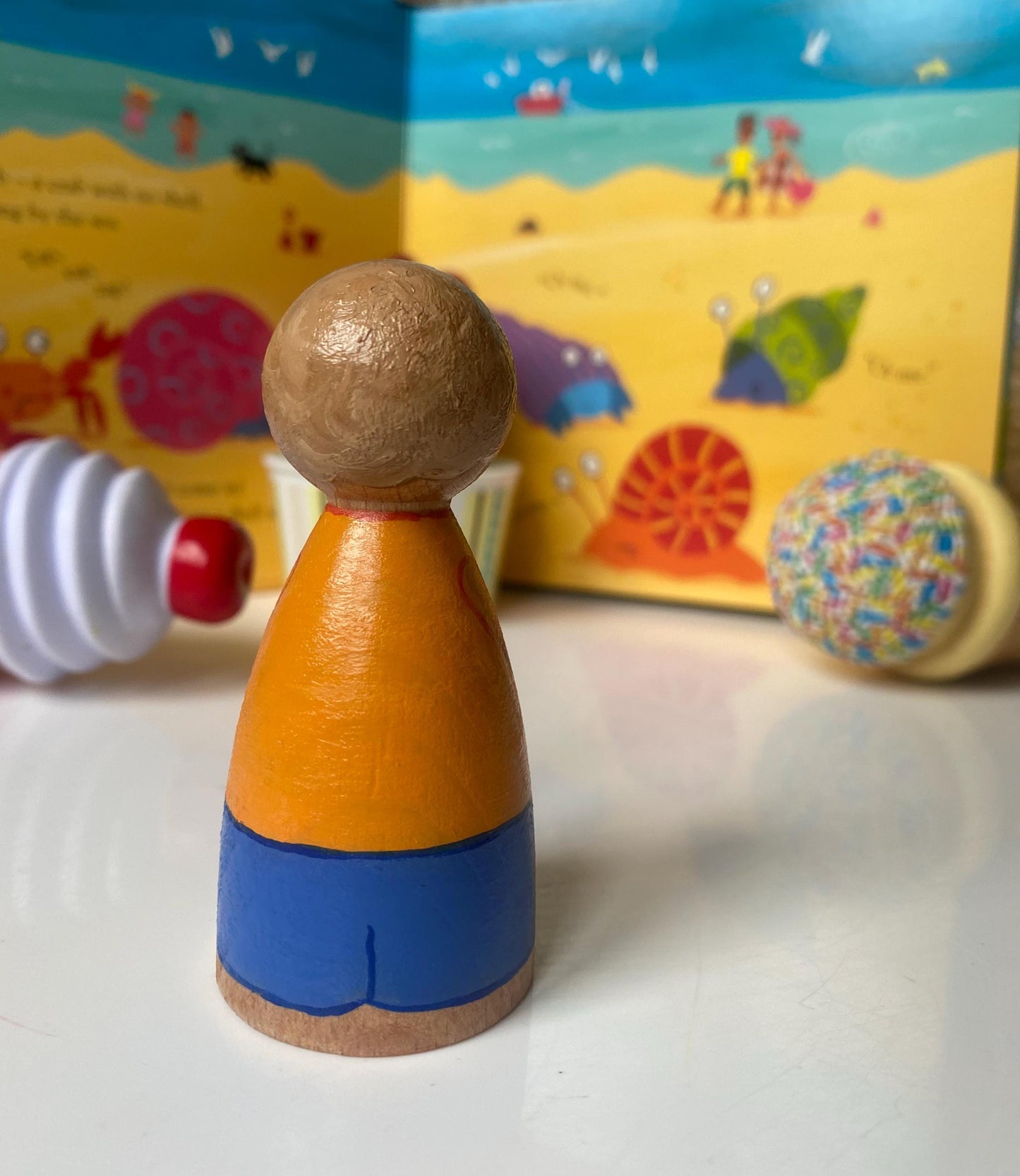 Hand painted ice cream lover wooden peg doll (8cm)