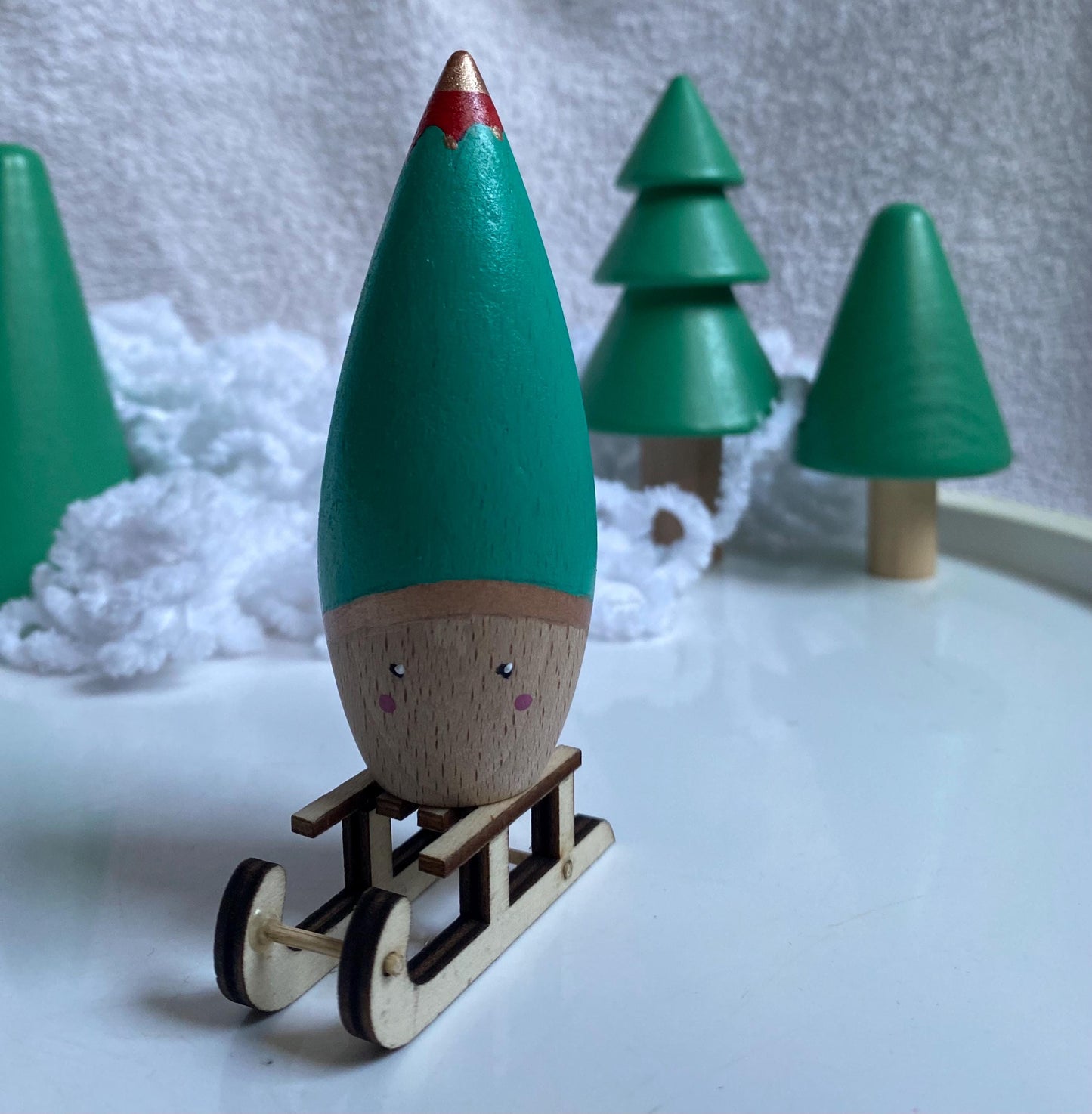 Christmas Elf hand painted wooden tomten peg doll (9cm)