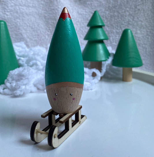 Christmas Elf hand painted wooden tomten peg doll (9cm)